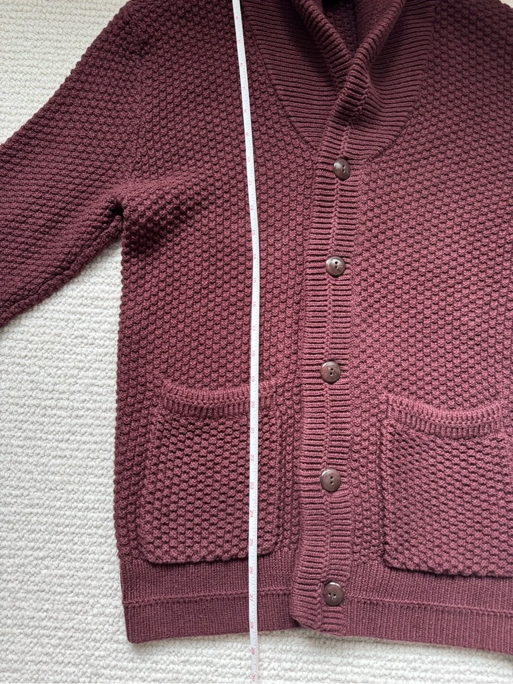 Men's J. Crew Shawl Collar Chunky Knit Cardigan - Burgundy